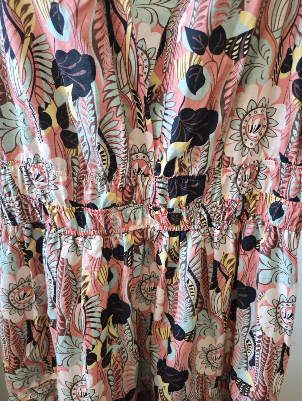 Maeve by Anthropologie Floral Tropical Midi Dress Women's Small Pink Boho Tiered - Picture 3 of 5